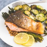 Salmon with Asparagus and Pine Nuts
