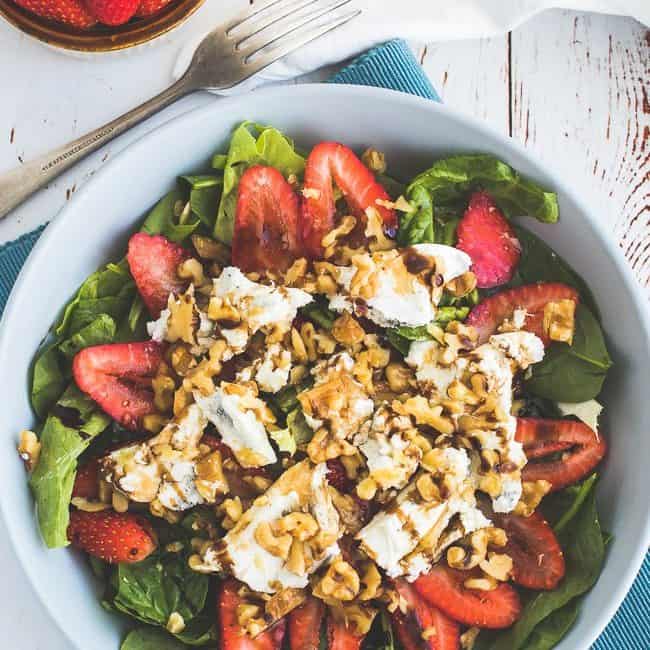 Keto Berry Goats Cheese and Walnut Salad