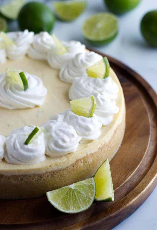 limes on a cheesecake 