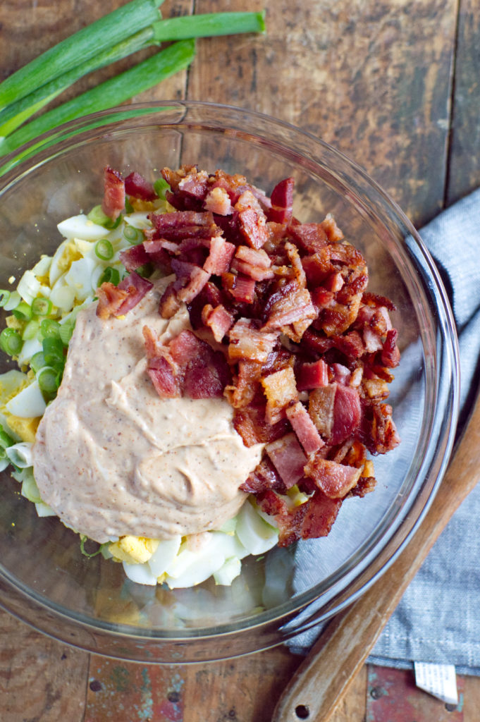 egg salad with bacon pieces added