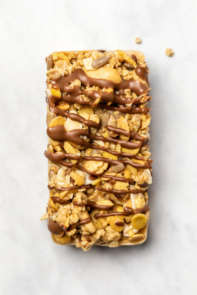 low carb granola bars white background